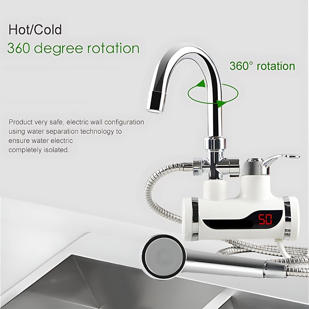 Instant Electric Hot Water Faucet 3000W Tap – Fast Heating Water Heater for Kitchen & Bathroom | Energy-Efficient Instant Geyser with LED Display.