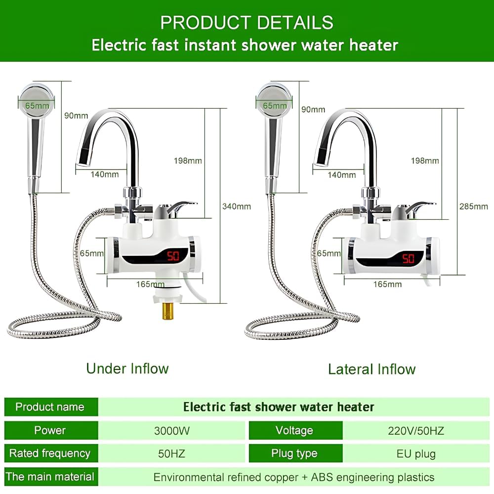 Instant Electric Hot Water Faucet 3000W Tap – Fast Heating Water Heater for Kitchen & Bathroom | Energy-Efficient Instant Geyser with LED Display.