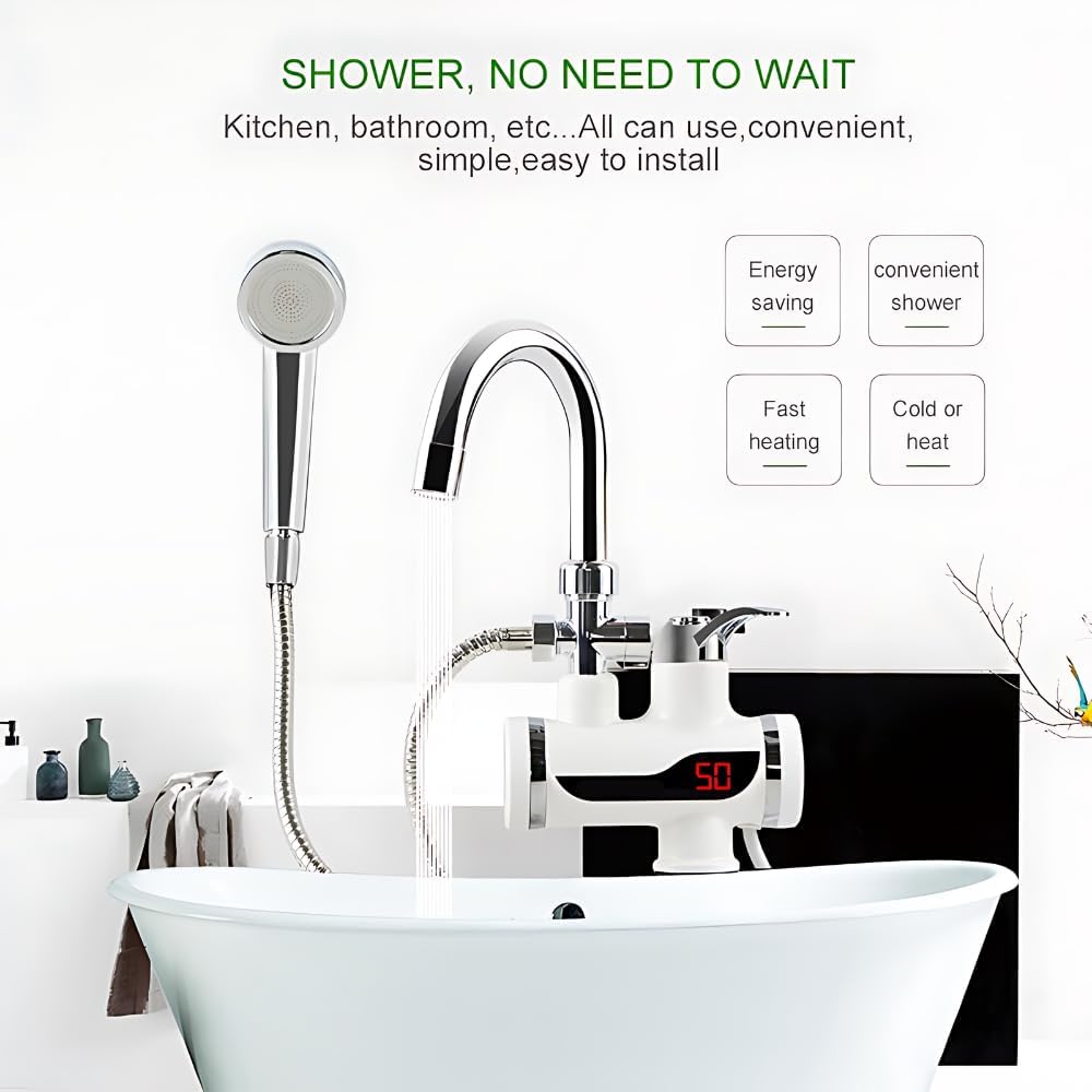 Instant Electric Hot Water Faucet 3000W Tap – Fast Heating Water Heater for Kitchen & Bathroom | Energy-Efficient Instant Geyser with LED Display.
