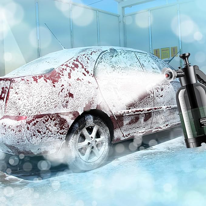 Hand Pump Foam Car Wash Sprayer Bottle – High Pressure Air Pump, Portable Foaming Cleaner for Cars, Bikes, Home & Garden (Black).