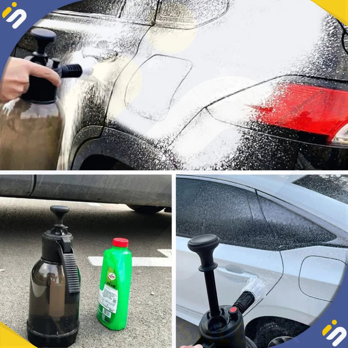 Hand Pump Foam Car Wash Sprayer Bottle – High Pressure Air Pump, Portable Foaming Cleaner for Cars, Bikes, Home & Garden (Black).