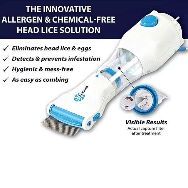 V-Comb Electric Head Lice Remover – Chemical-Free, Safe & Reusable Lice Treatment Tool