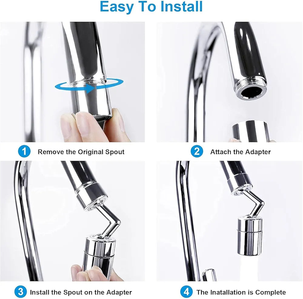 1080° Rotatable Faucet Aerator – Anti Splash Tap Extender for Kitchen & Bathroom | Water Saving Nozzle Filter Attachment.