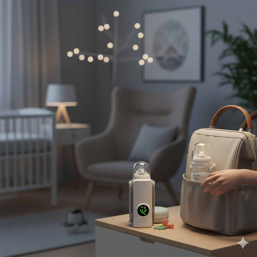 Portable Rechargeable Baby Bottle Warmer | Fast Heating, USB Powered, 6 Temps | Travel-Friendly Milk Heater for Babies.
