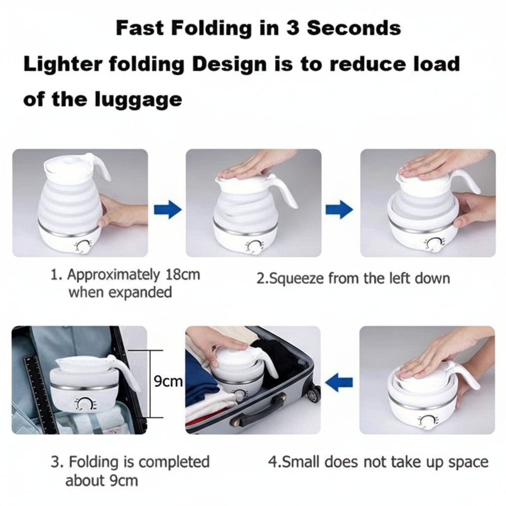 Portable Electric Kettle | Fast Boiling, Compact Travel Kettle for Tea, Coffee, Baby Milk & Instant Meals.