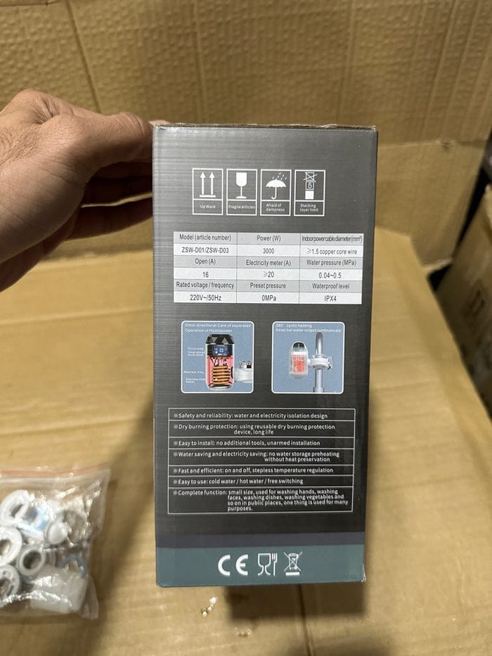 Imported Immediate Electric Water Heater ZSW-D01 | Instant Heating, LED Display, Energy-Efficient Mini Geyser for Bathroom & Kitchen.