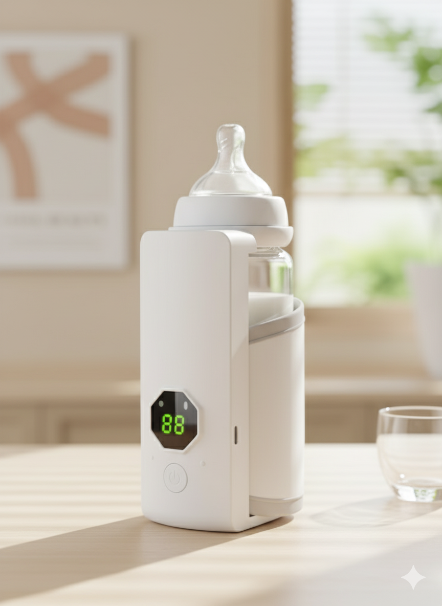 Portable Rechargeable Baby Bottle Warmer | Fast Heating, USB Powered, 6 Temps | Travel-Friendly Milk Heater for Babies.