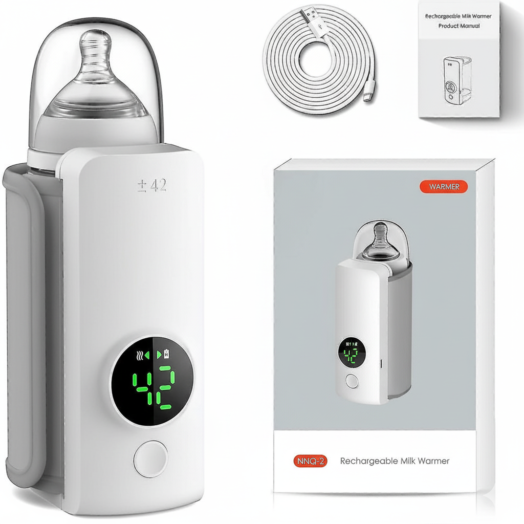 Portable Rechargeable Baby Bottle Warmer | Fast Heating, USB Powered, 6 Temps | Travel-Friendly Milk Heater for Babies.