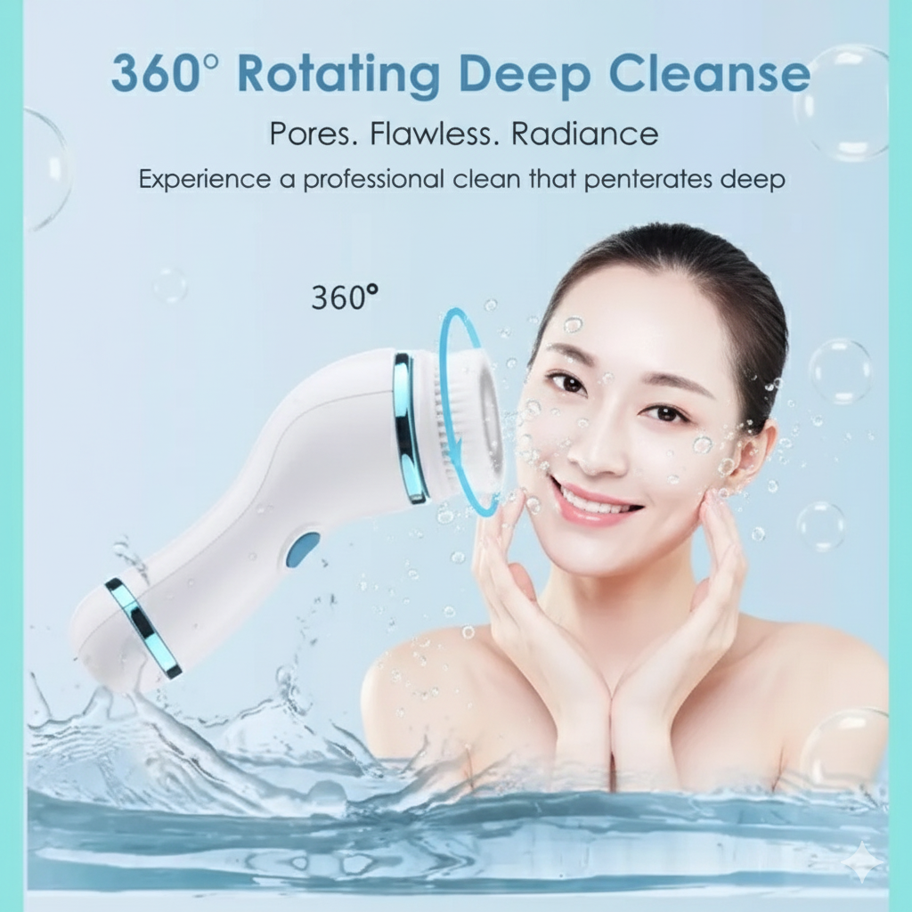 Cnaier GlowSpin™ 4-in-1 Electric Facial Cleansing Brush & Massager | Deep Clean, Exfoliate & Glow Instantly