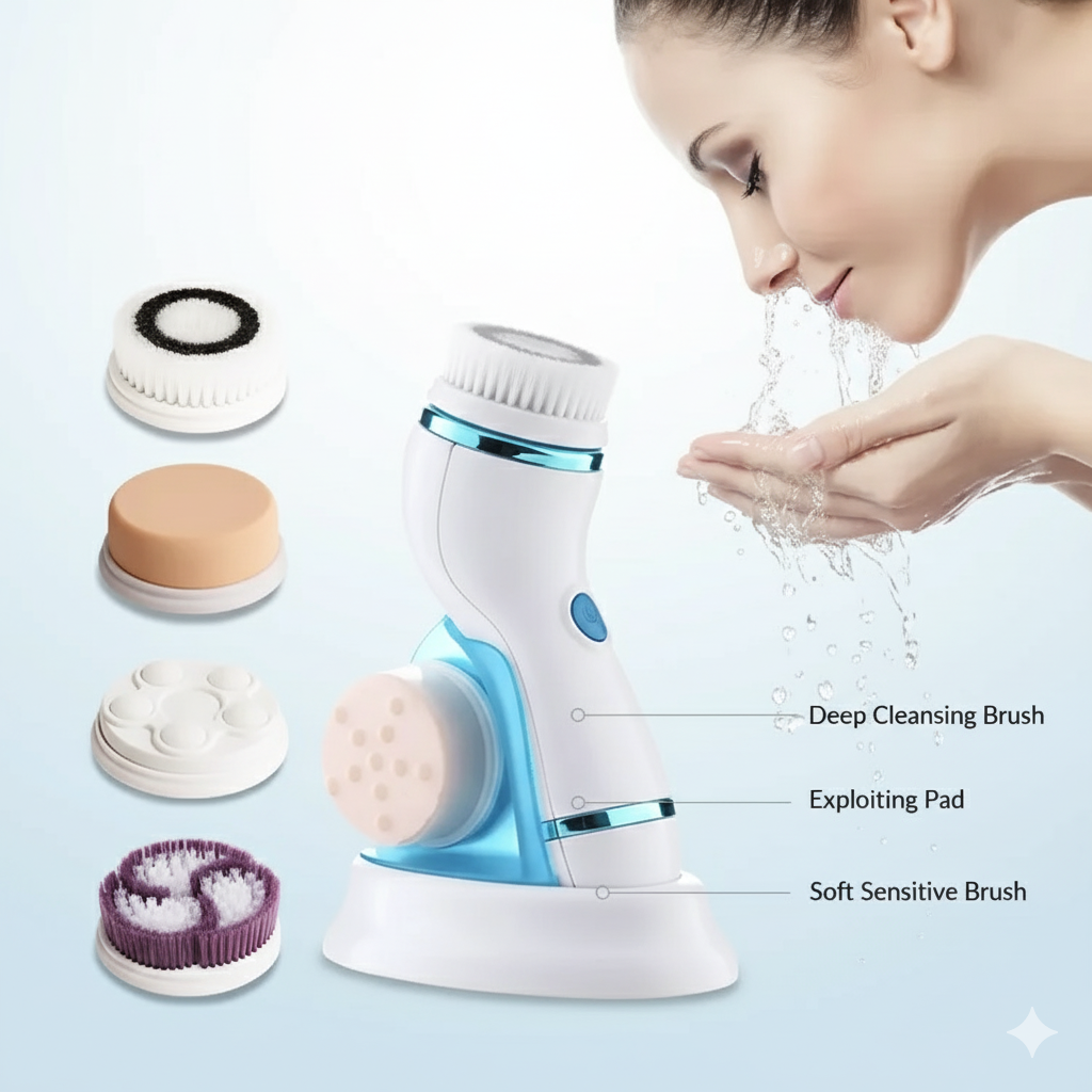 Cnaier GlowSpin™ 4-in-1 Electric Facial Cleansing Brush & Massager | Deep Clean, Exfoliate & Glow Instantly
