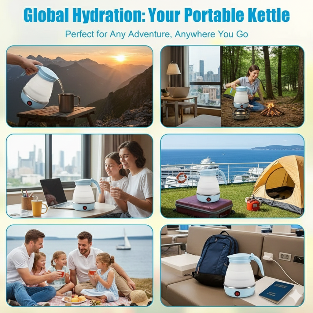 Portable Electric Kettle | Fast Boiling, Compact Travel Kettle for Tea, Coffee, Baby Milk & Instant Meals.