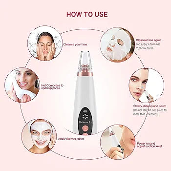 Blackhead Vacuum Pore Cleaner – Electric Deep Cleansing Suction Tool for Face & Nose | Rechargeable Acne Remover & Skin Care Device for Clear Glowing Skin.