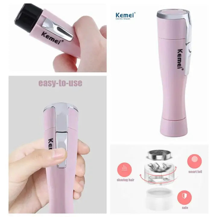 Kemei Rechargeable Lady Hair Remover – Painless Electric Women’s Shaver for Face & Body.